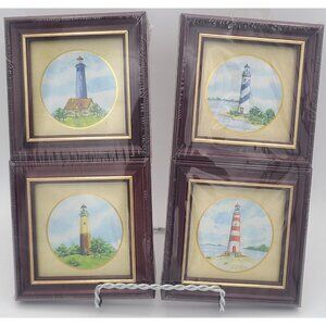 Heartfelt Collection Kathy Seek "Lighthouses" Set of 4 Mini Framed Art Prints